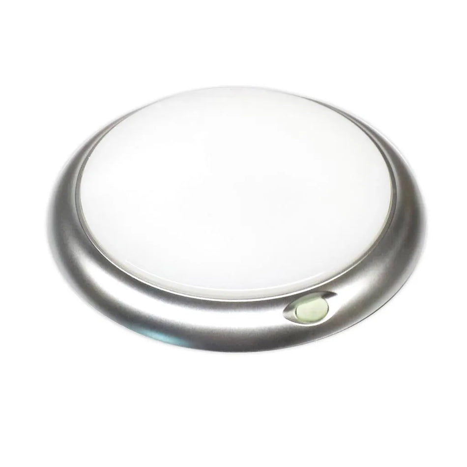200mm Dome Light - SILVER 10-30v Cool White & Blue