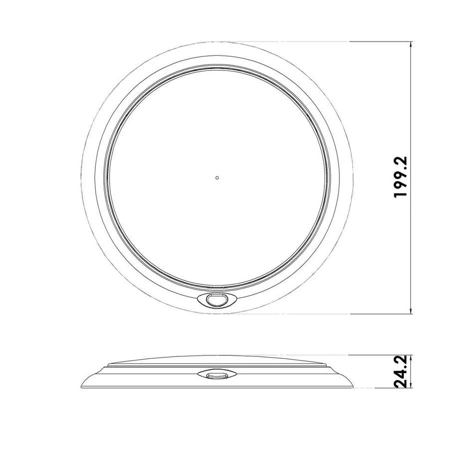 200mm Dome Light - SILVER 10-30v Cool White & Blue