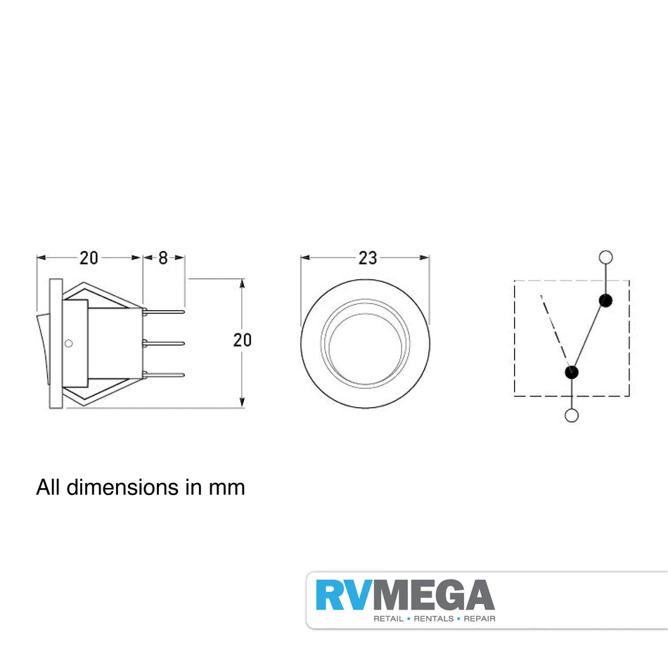 Rocker Switch - On-Off - Round