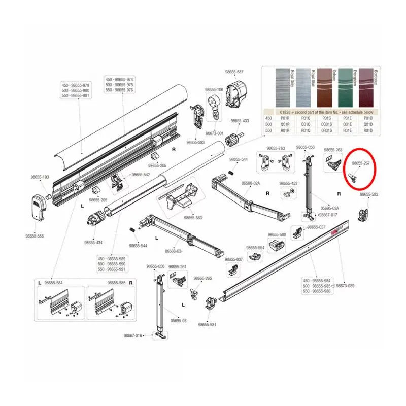 Fiamma Awning F45 TiL Right Hand Leg Knuckle 98655-267