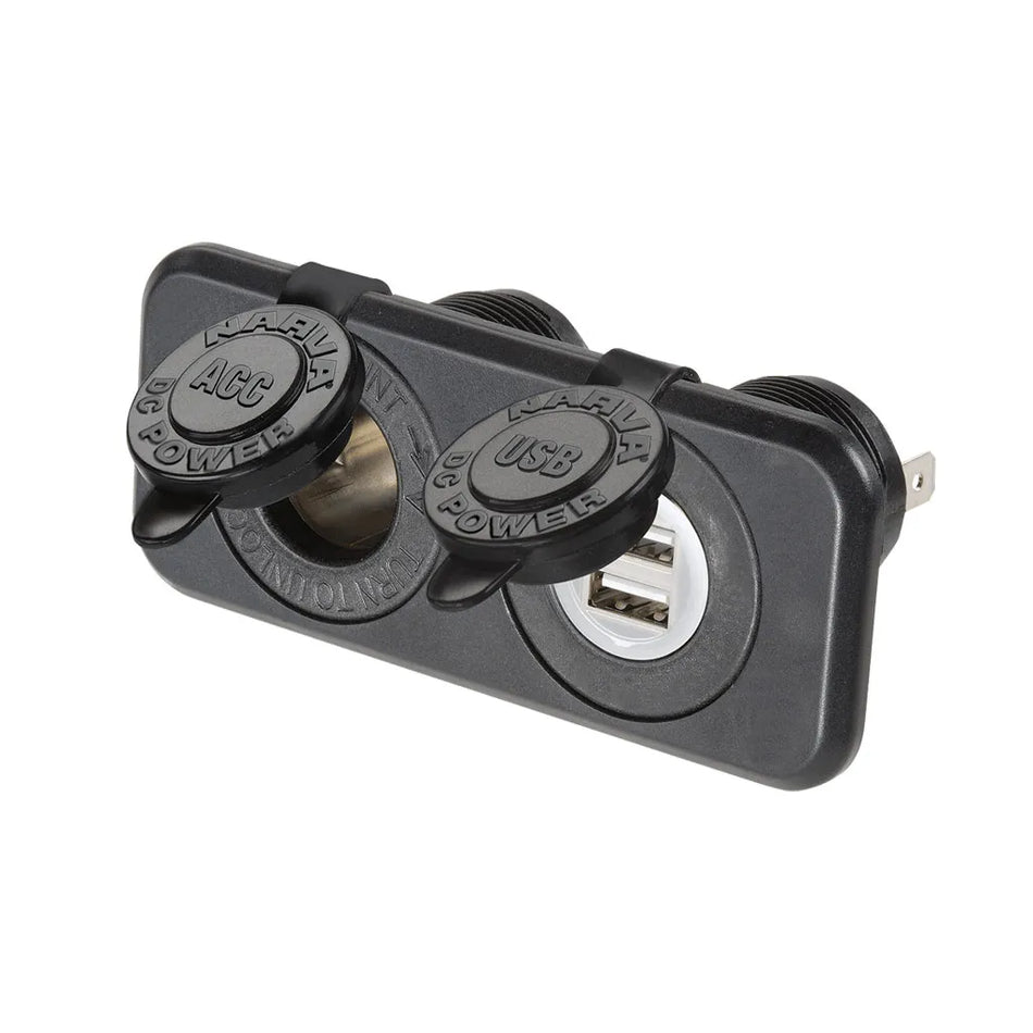 Heavy-Duty Twin 12V Accessory/Dual USB Sockets