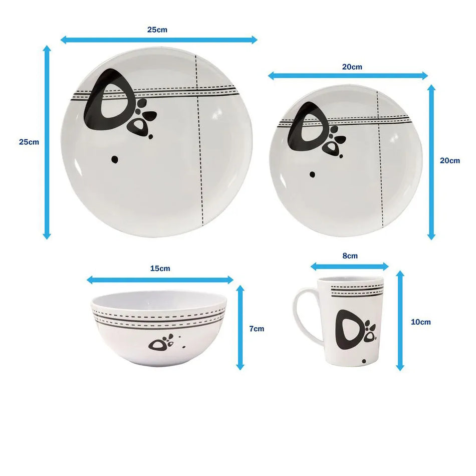 Dinner Set 16pc Melamine - Abstract