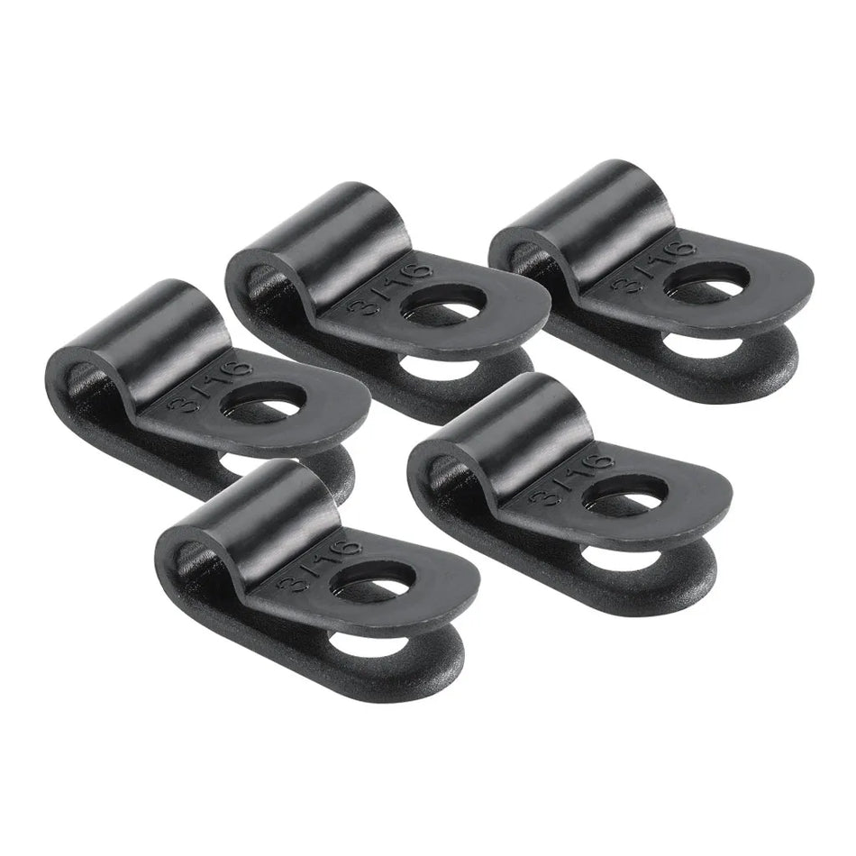 Narva P Clip 6.4mm Black Plastic 5 Pce