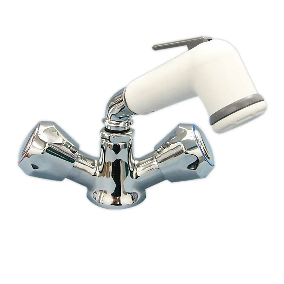 Twin Shower Taps with On / Off Rose & 1.5 Metre Hose