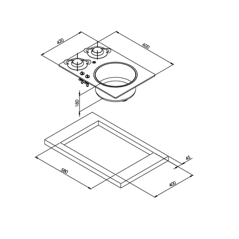 CAN 2 Crystal Combination Sink & Hob