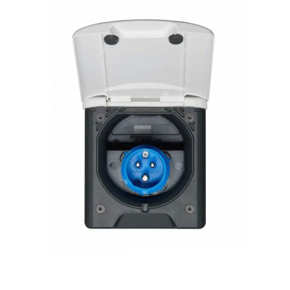 240V Mains Inlet Flush Fitting Socket With Magnetic Lid