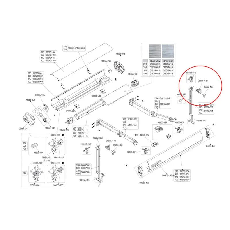 Fiamma F65 S Fixing Kit Right Hand Leg 98655-479
