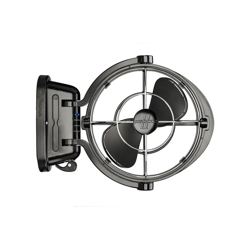 Black Caframo Sirocco II 7" Fan with 360 Degree Gimbal 12/24V