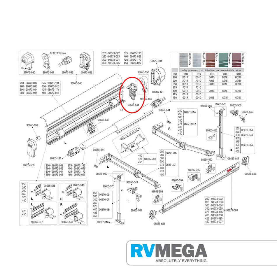 Fiamma F45 s Right Hand Inner Cap 98655-541