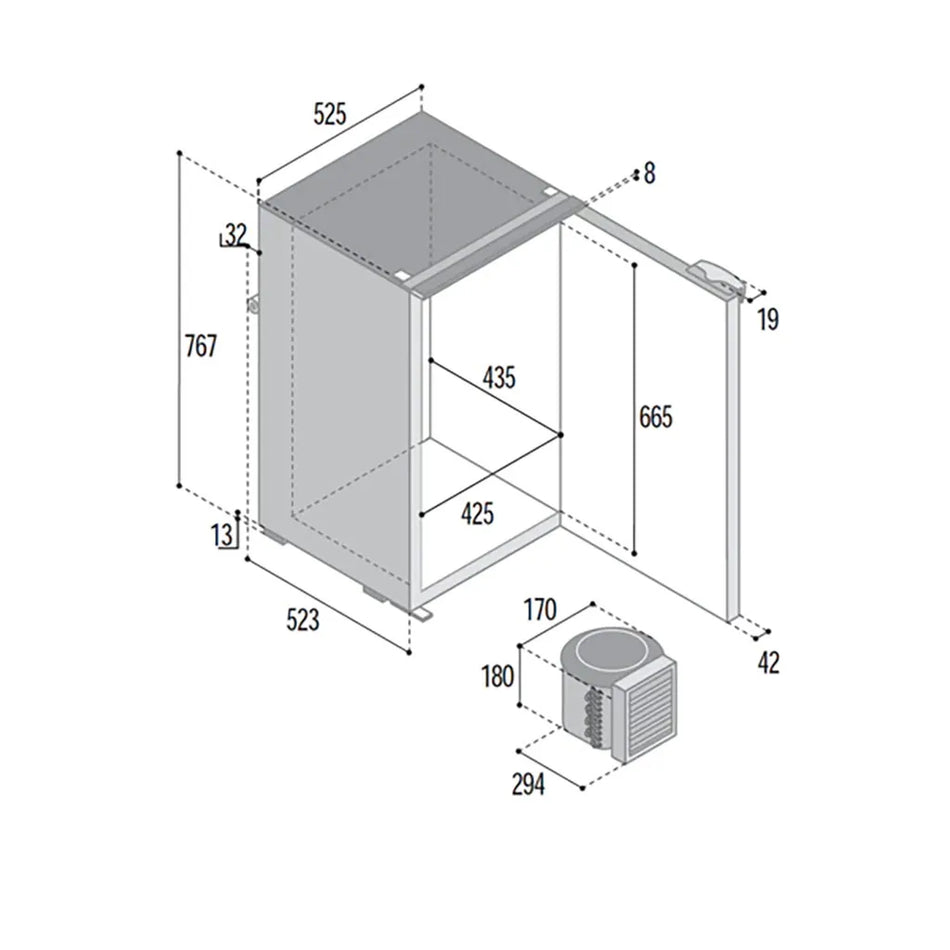 Vitrifrigo C130L Chromelock 133 Litre 12/24V Compressor Fridge Freezer