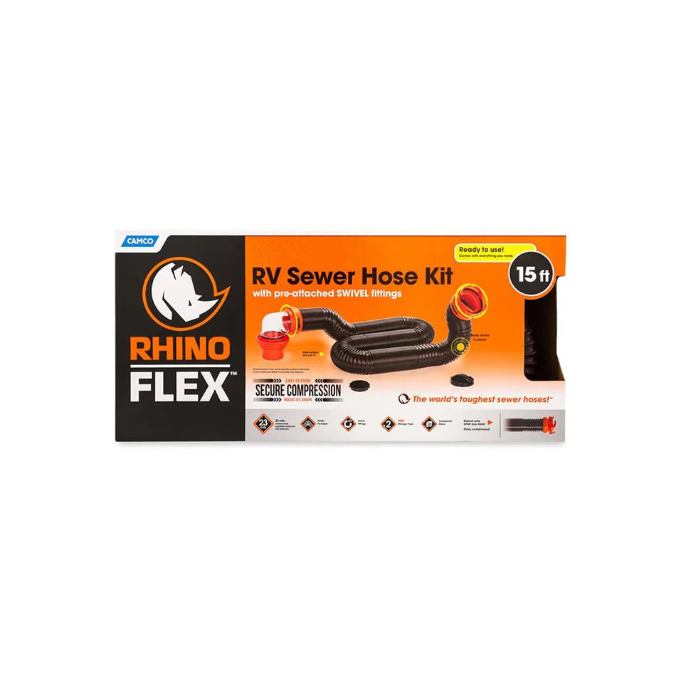 Camco RhinoFLEX Sewer Hose Kit - Kit - 15ft