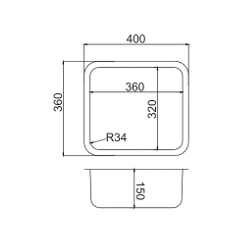 Everroam Stainless Steel Sink 400 x 360 x 150