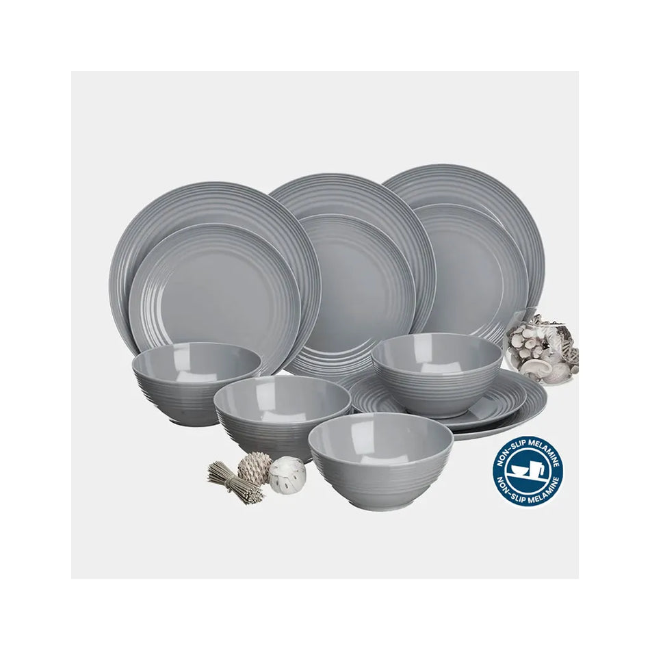 12 Piece Dinner Set Non Slip Cool Grey