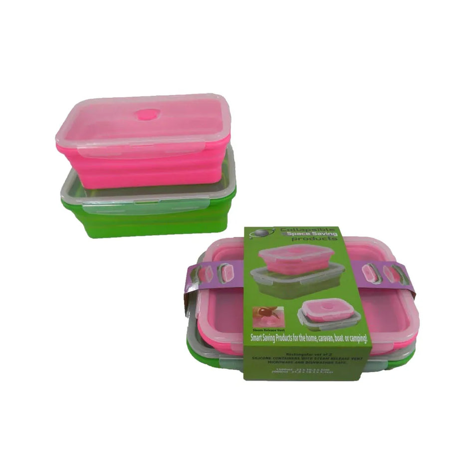 Collapsible Rectangular Silicone Tub Set Of 2