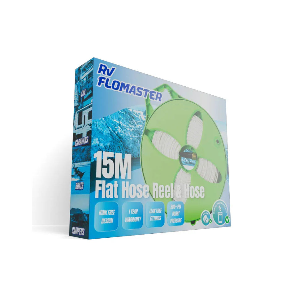 RV Flomaster 15m Flat Hose Reel With Hose